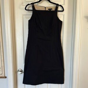 Gap vintage square neck mini dress black button straps fully line size 4